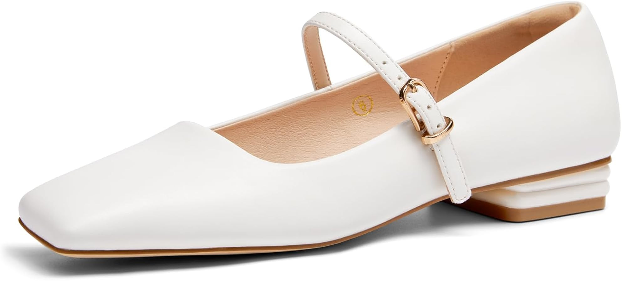 Amazon.com | Coutgo Women's Mary Jane Flats Closed Square Toe Ballet Flat Dressy Comfortable Slip... | Amazon (US)