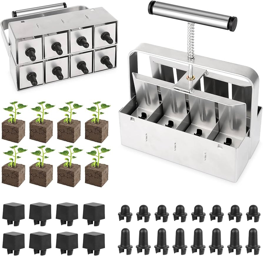 Upgraded Soil Blocker, 8 Cell Seed Blocker 2 inch Quad Soil Block Maker Manual with 3 Types of Se... | Amazon (CA)