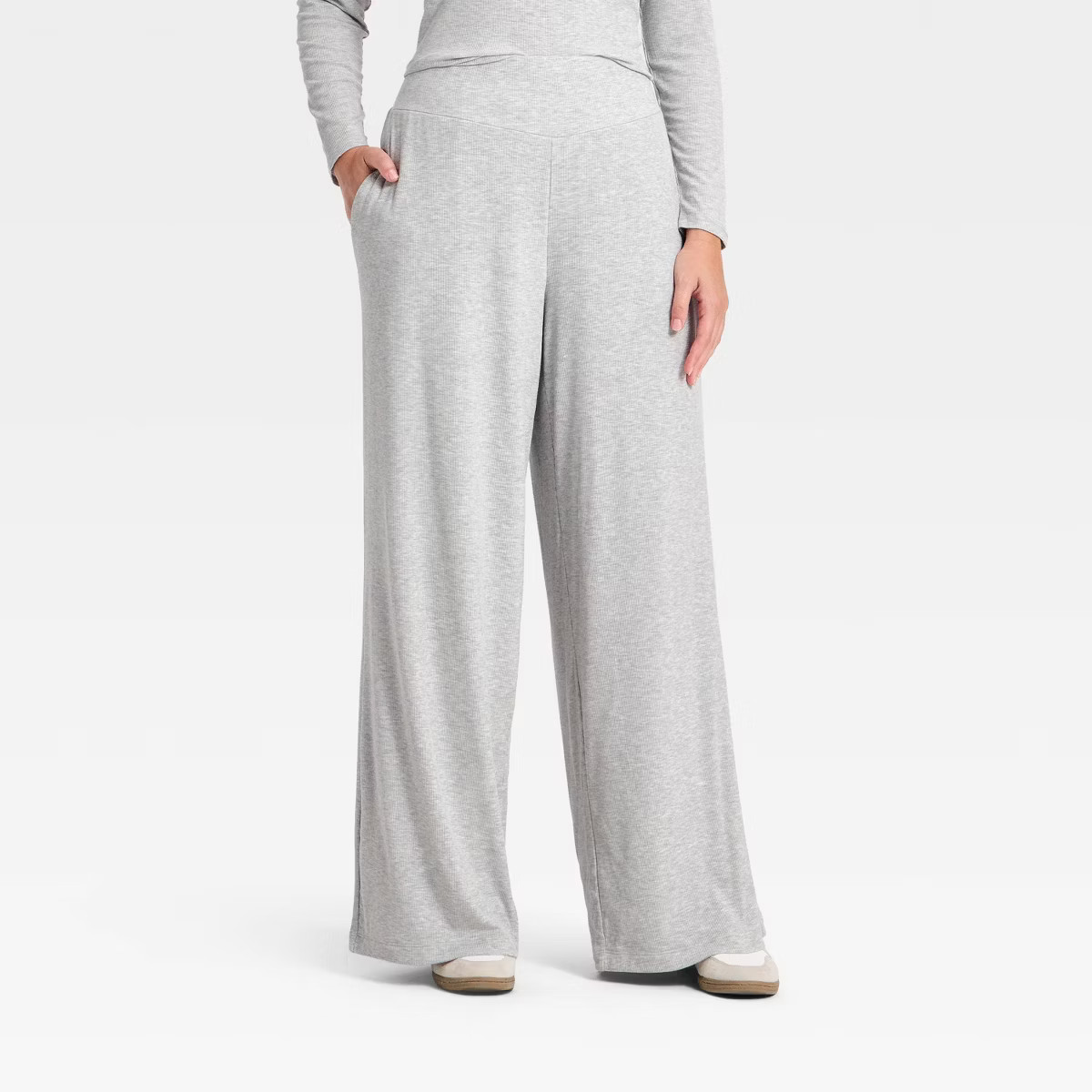 Women's Ribbed Knit High-Rise Wide Leg Pants - All In Motion™ | Target