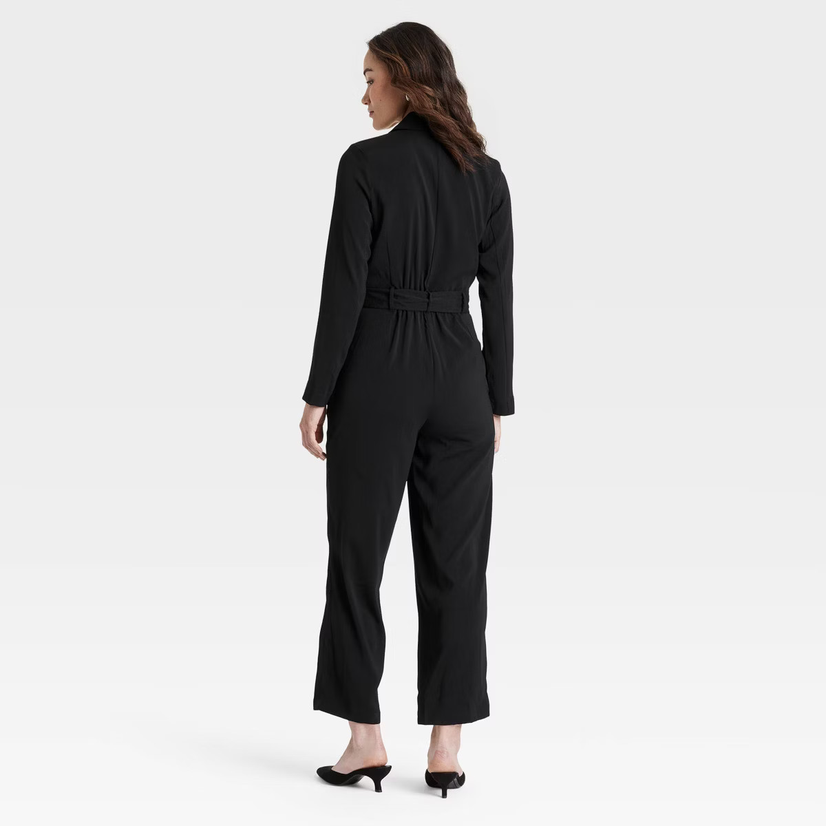 Women's Long Sleeve Wrap Front Jumpsuit - A New Day™ Black | Target