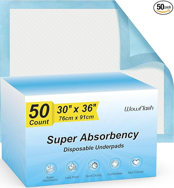 Wowflash Super Absorbency Disposable Leakproof Underpads with Quick Drying for Baby, Adults, Pupp... | Amazon (US)