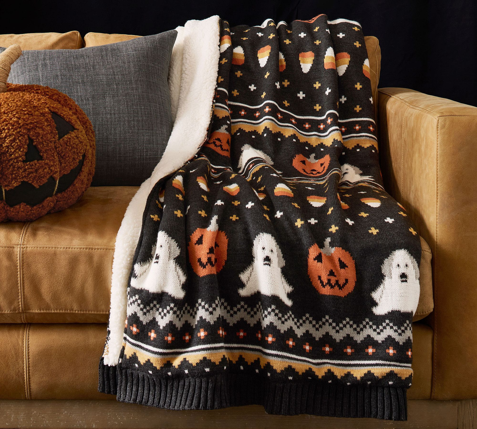 Doug the Dog Ghost Fair Isle Knit Jacquard Throw | Pottery Barn (US)