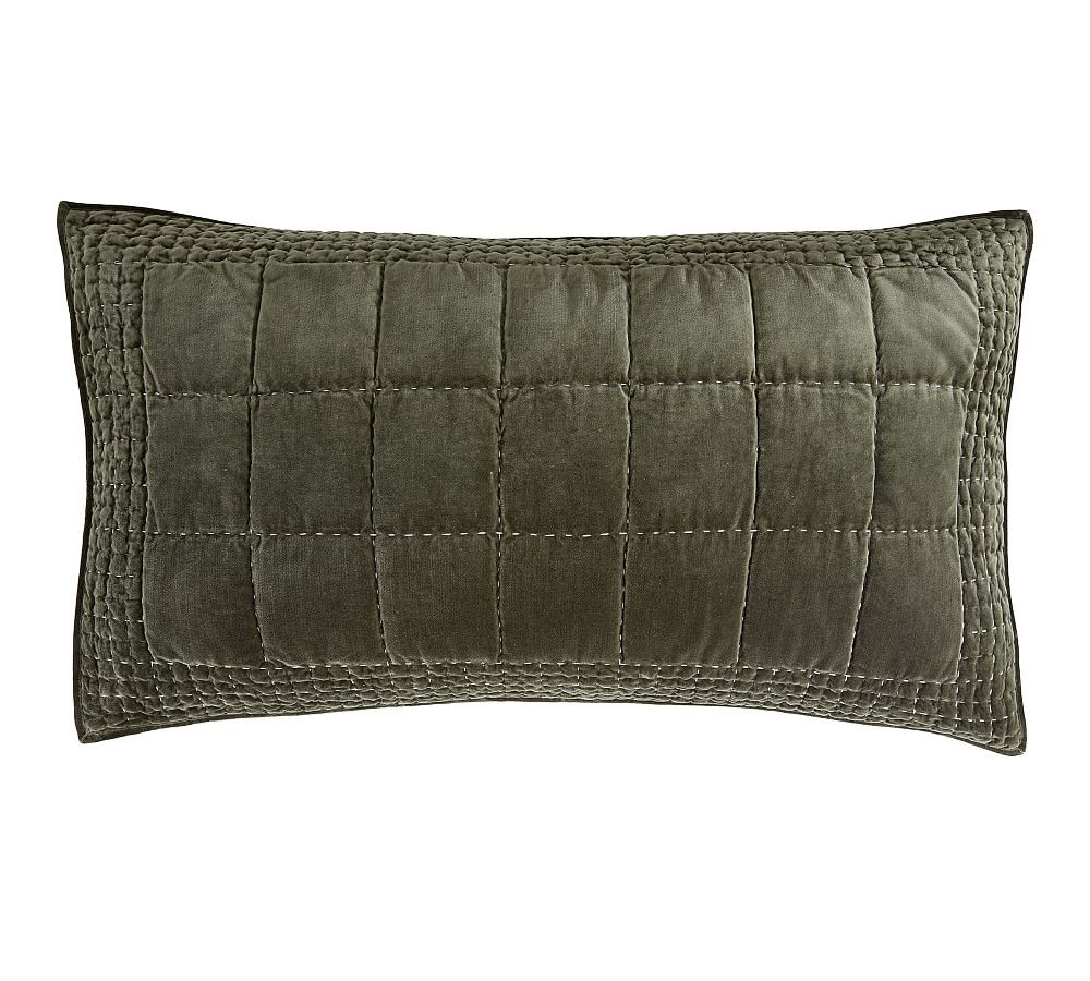 Velvet Handcrafted Box Stitch Quilted Sham | Pottery Barn (US)