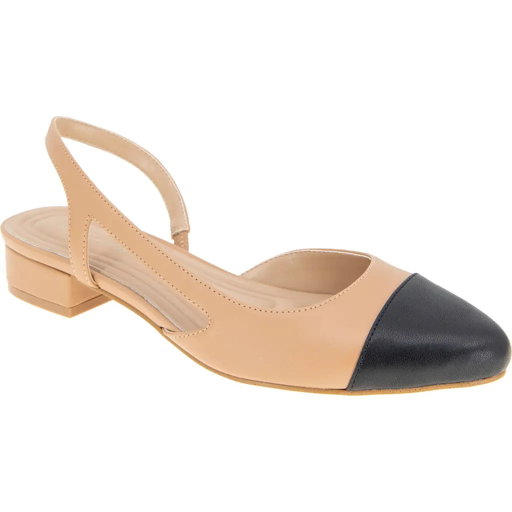 bcbg Tillie Slingback Cap Toe Pump in Tan/Black at Nordstrom, Size 10 | Nordstrom