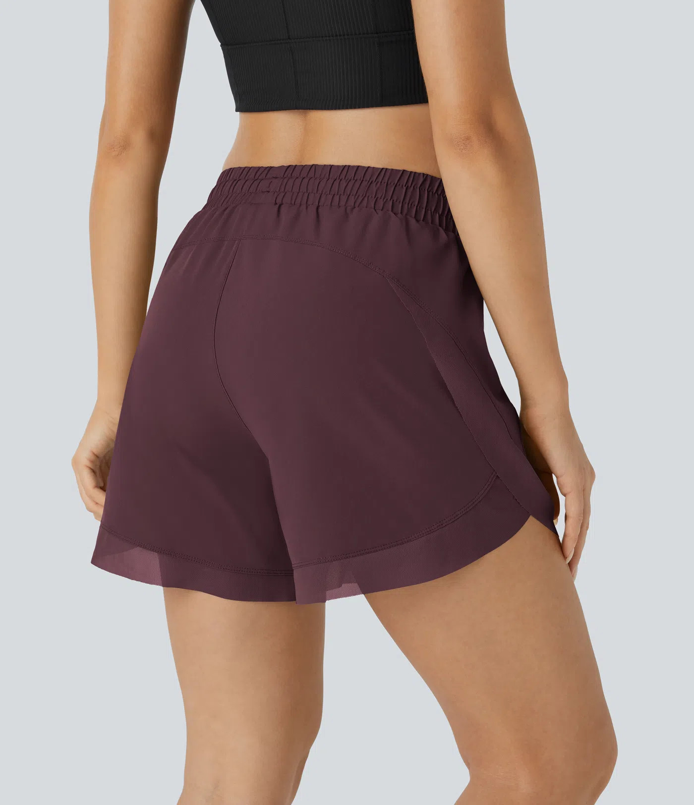 Women’s Mid Rise Drawstring Contrast Mesh 2-in-1 Flowy Running Shorts 5'' - Halara | HALARA