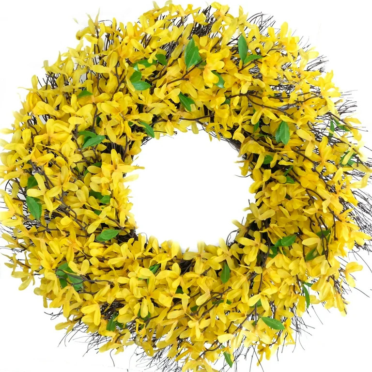 Idyllic 26 Inch Forsythia Flower Wreath For Front Door, Spring And Summer Every Day Flower Wreath... | Walmart (US)