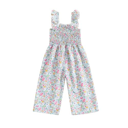 Infant Baby Girl Casual Jumpsuit Summer Floral Sleeveless Romper Pants 3 6 12 18 24 Months 2 3 T Girls Clothes (Blue, 18-24 Months) | Amazon (US)