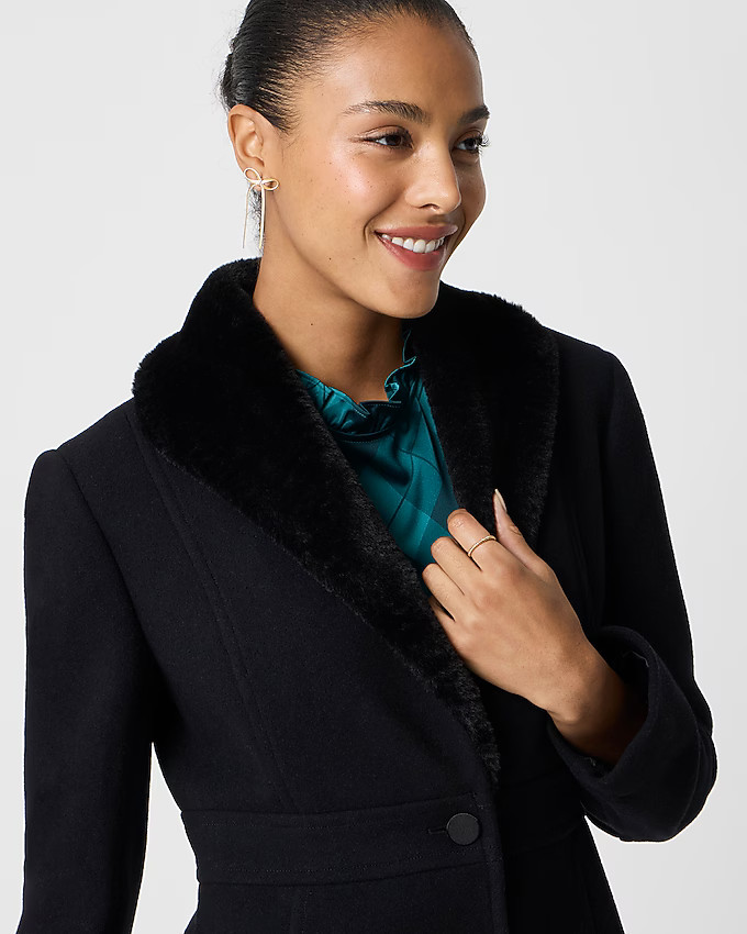 Lady day coat with faux-fur shawl collar | J.Crew Factory