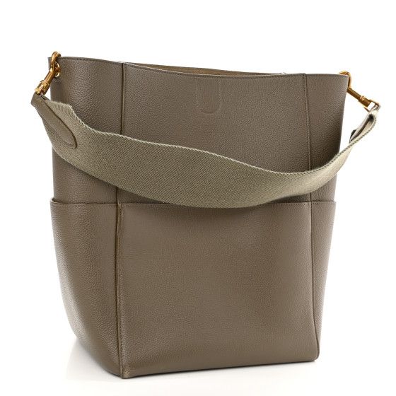 Soft Grained Calfskin Sangle Bucket Bag Taupe | FASHIONPHILE (US)