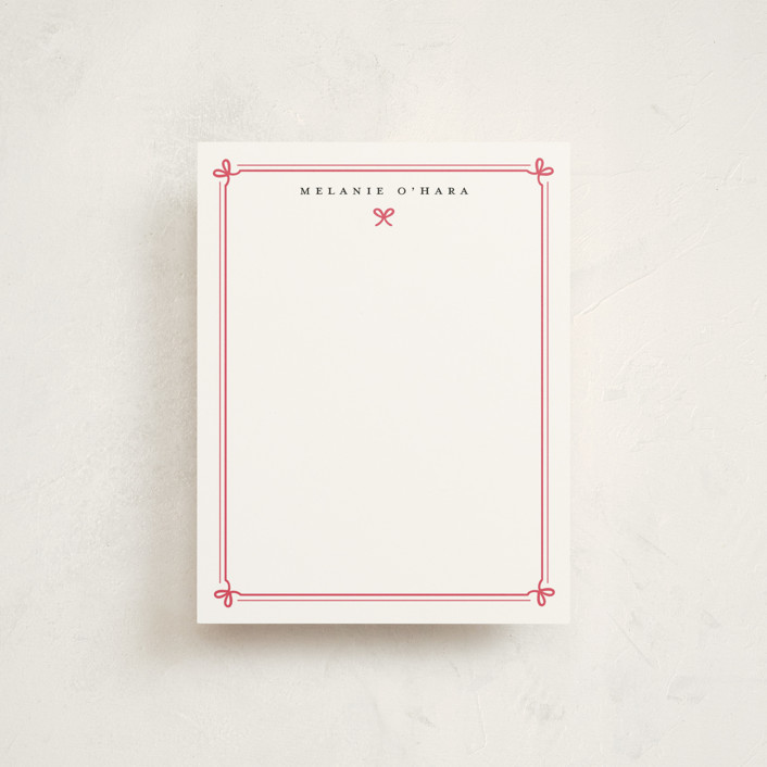 "bow border" - Customizable Personalized Stationery in Red by Alston Wise. | Minted