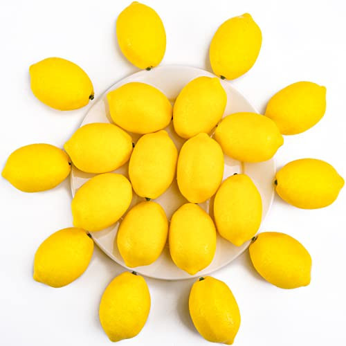 BigOtters 20PCS Small Artificial Lemons, Faux Yellow Lemons 2.4 x 1.8 Inch Fake Lemons for Fake Fruit Bowl Lemonade Party Summer Decor Photo Props | Amazon (US)