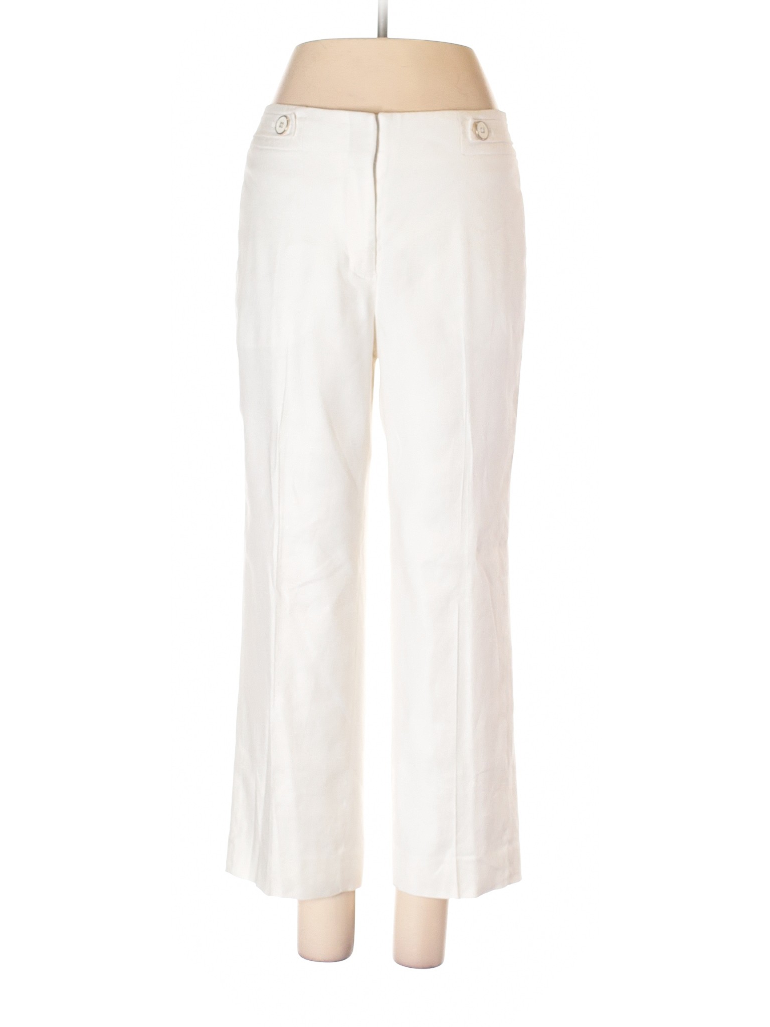 White House Black Market Linen Pants Size 4: Ivory Women's Bottoms - 40055267 | thredUP