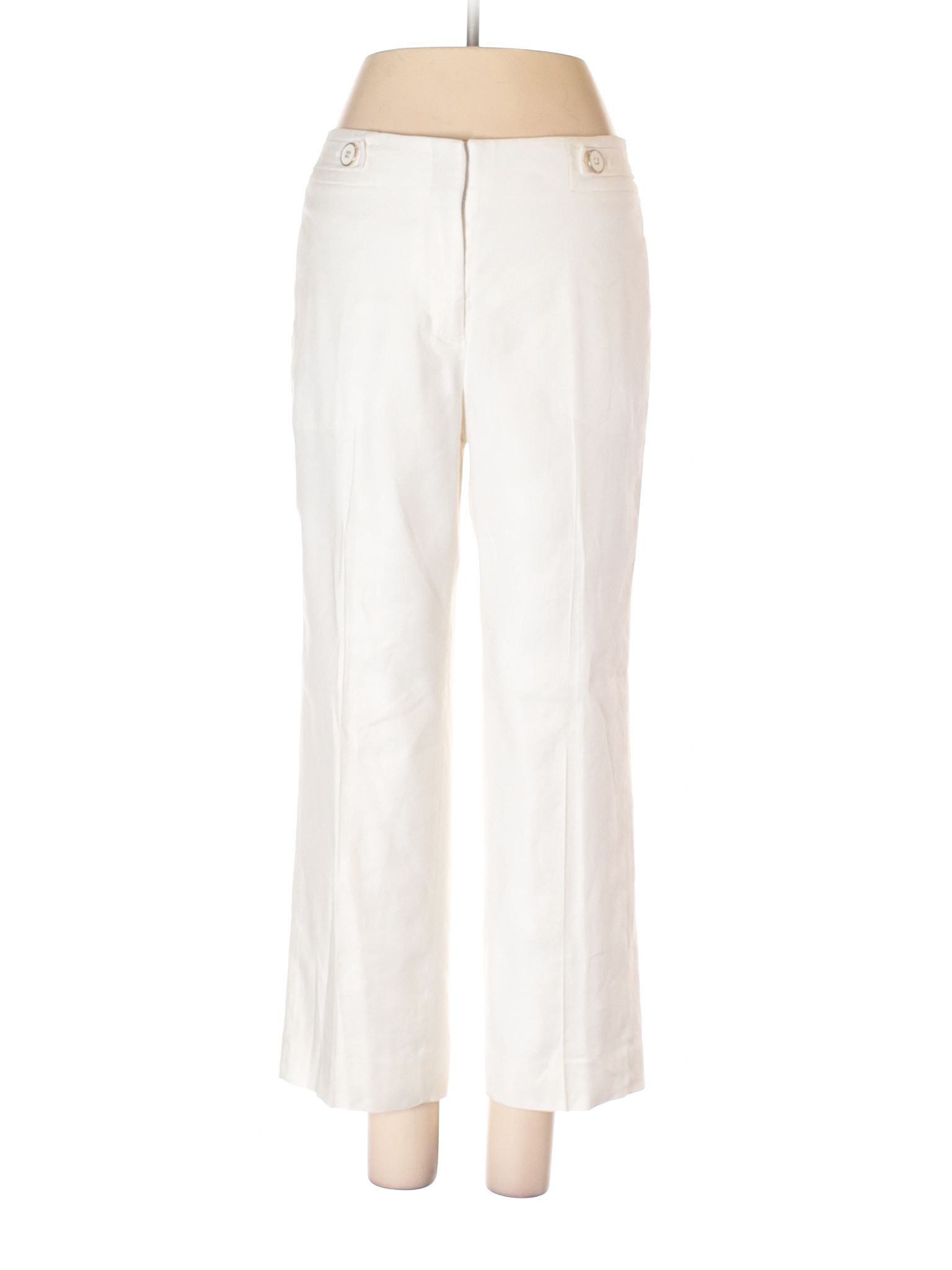 White House Black Market Linen Pants Size 4: Ivory Women's Bottoms - 40055267 | thredUP