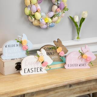 8" Floral Bunny Wooden Tabletop Easter Signs, 4ct. | Michaels | Michaels Stores