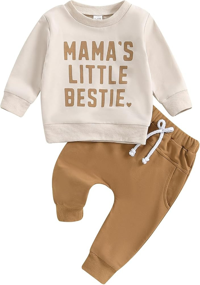 Toddler Baby Boy Clothes Letter Print Long Sleeve Sweatshirt Pullover Tops and Jogger Pants Cute ... | Amazon (US)