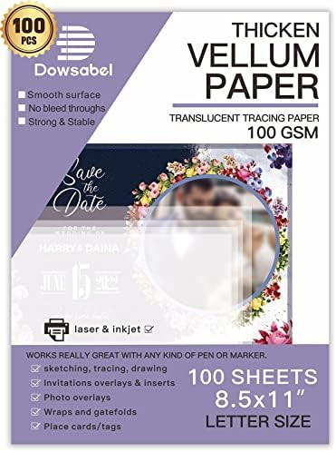 100 Sheets Translucent Vellum Paper, Dowsabel 68LBS 8.5 x 11 inches Printable Vellums for Card Ov... | Amazon (US)