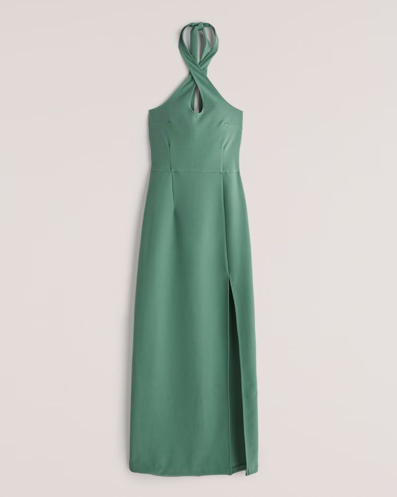 Keyhole Halter Maxi Dress | Abercrombie & Fitch (UK)