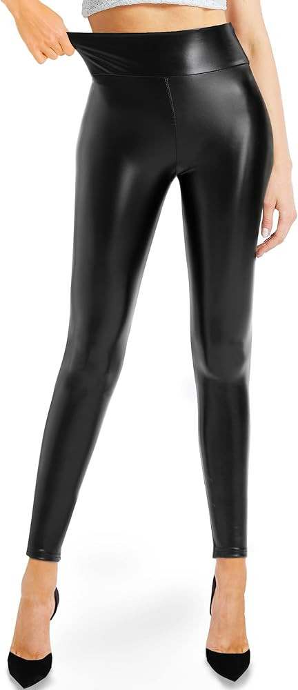 BVTOEWY Women's Faux Leather Leggings High Waisted Tummy Control Stretchy Leather Tights for Wome... | Amazon (US)