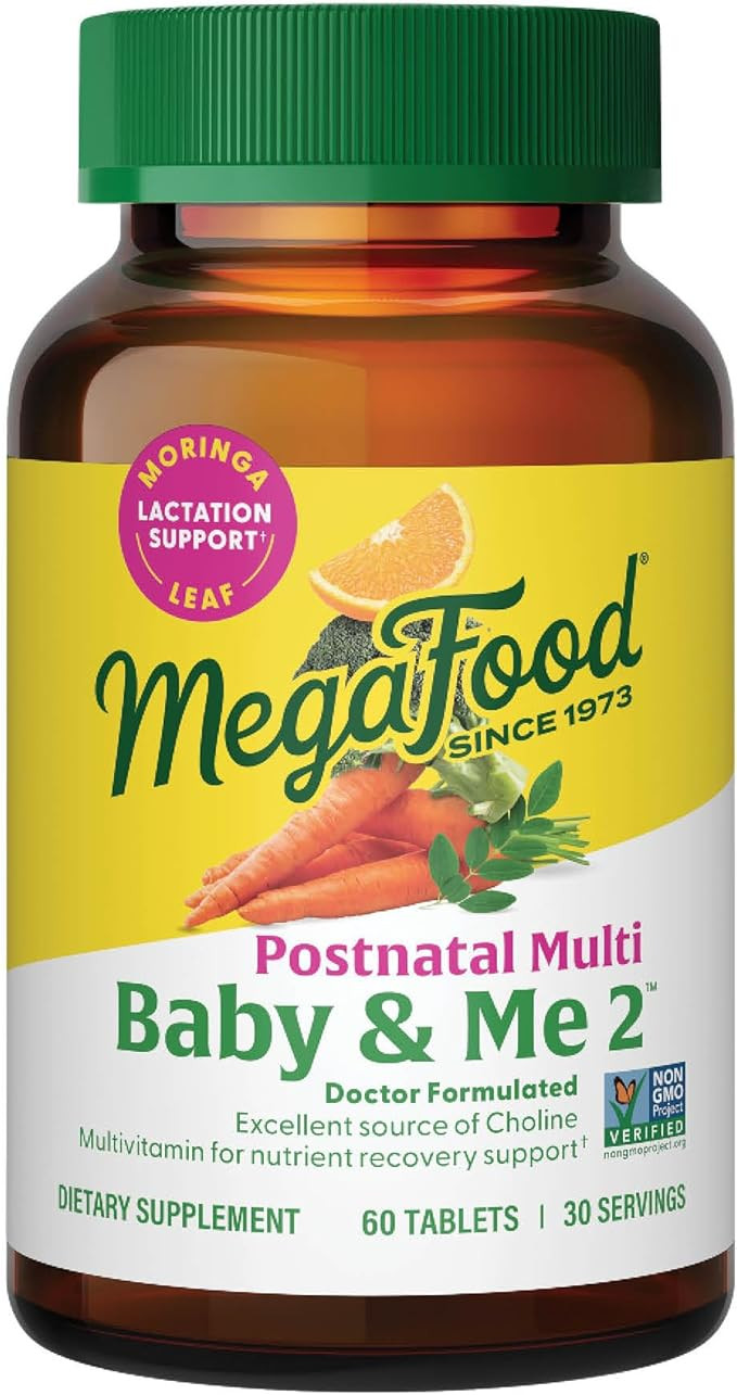 MegaFood Baby & Me 2 Postnatal Vitamins for Breastfeeding Moms with Folate (Folic Acid Natural Fo... | Amazon (US)