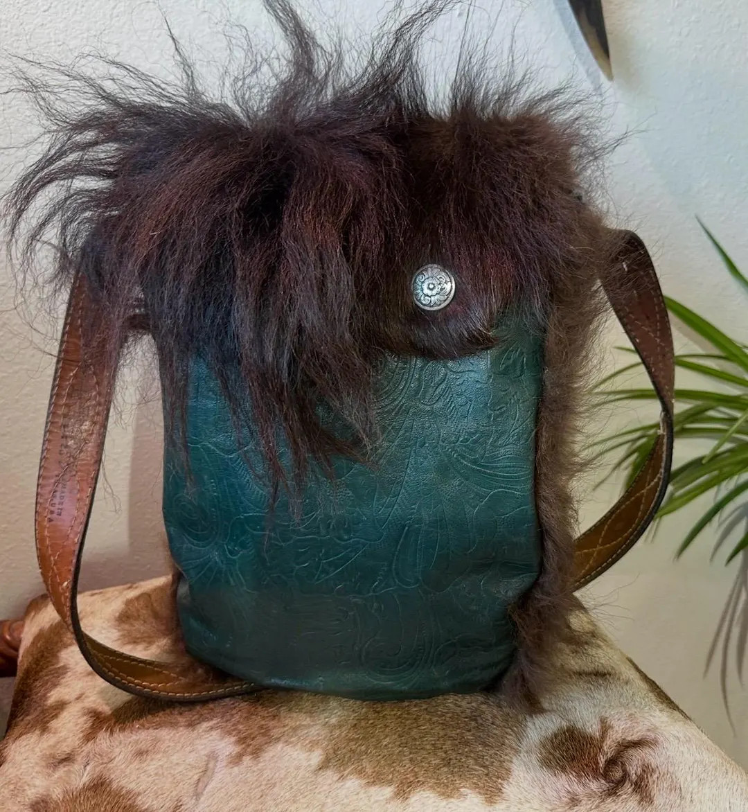 Handmade Buffalo Hide & Leather Crossbody Purse.western Boho Handbag With Natural Fur. - Etsy | Etsy (US)