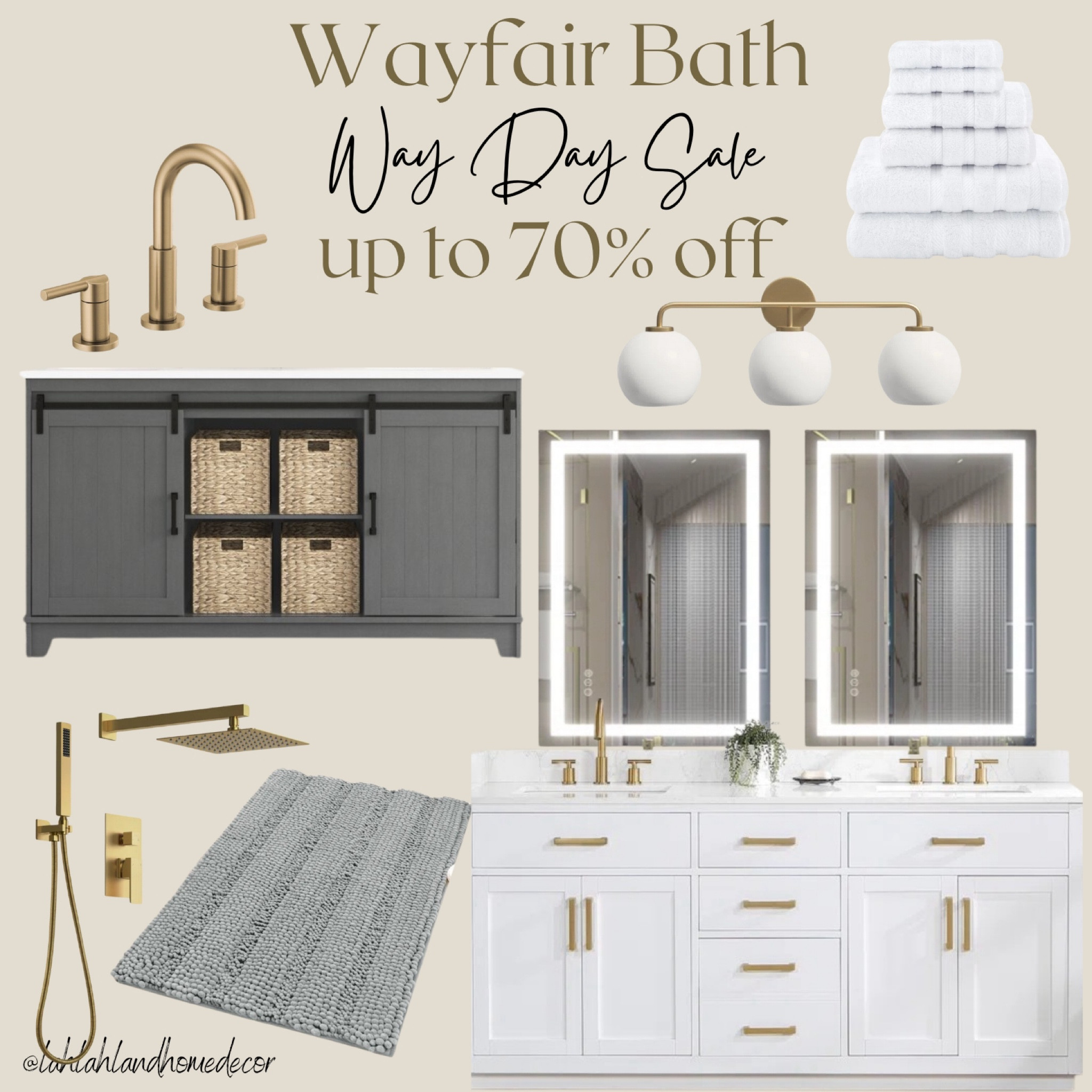 @Wayfair Bath deals up to 70% off! vanity sink | mirror | faucet | lighting | bathroom mat rug | towel set #wayfair #wayday 

#LTKSaleAlert #LTKHome #LTKFindsUnder50