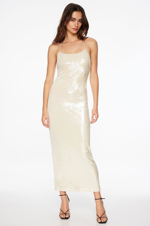 Scoop Neck Sequin Maxi Dress | Dynamite Clothing