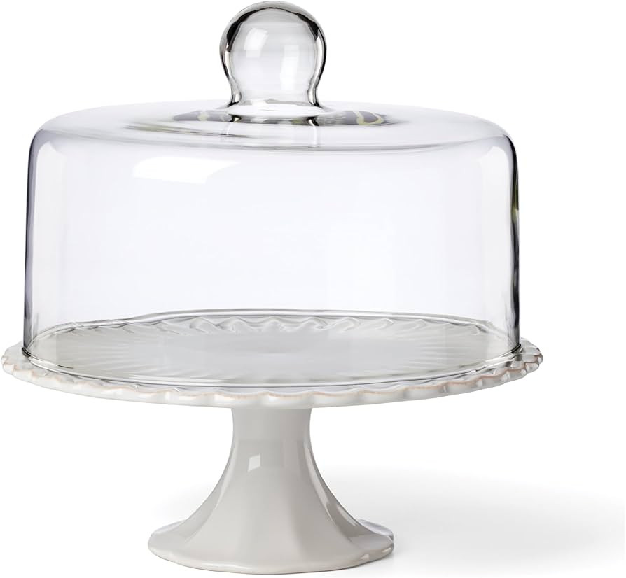 Lenox 896913 French Perle White Cake Plate with Dome, 11" H x 10.25" D | Amazon (US)
