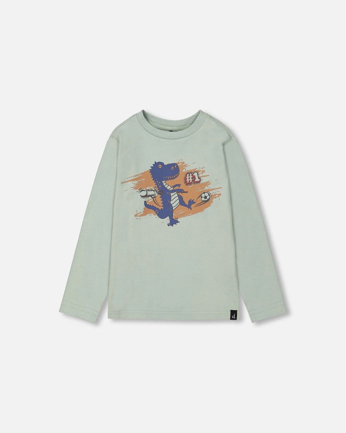 Jersey T-Shirt With Print Sage Green | Deux par Deux Childrens Designer Clothing