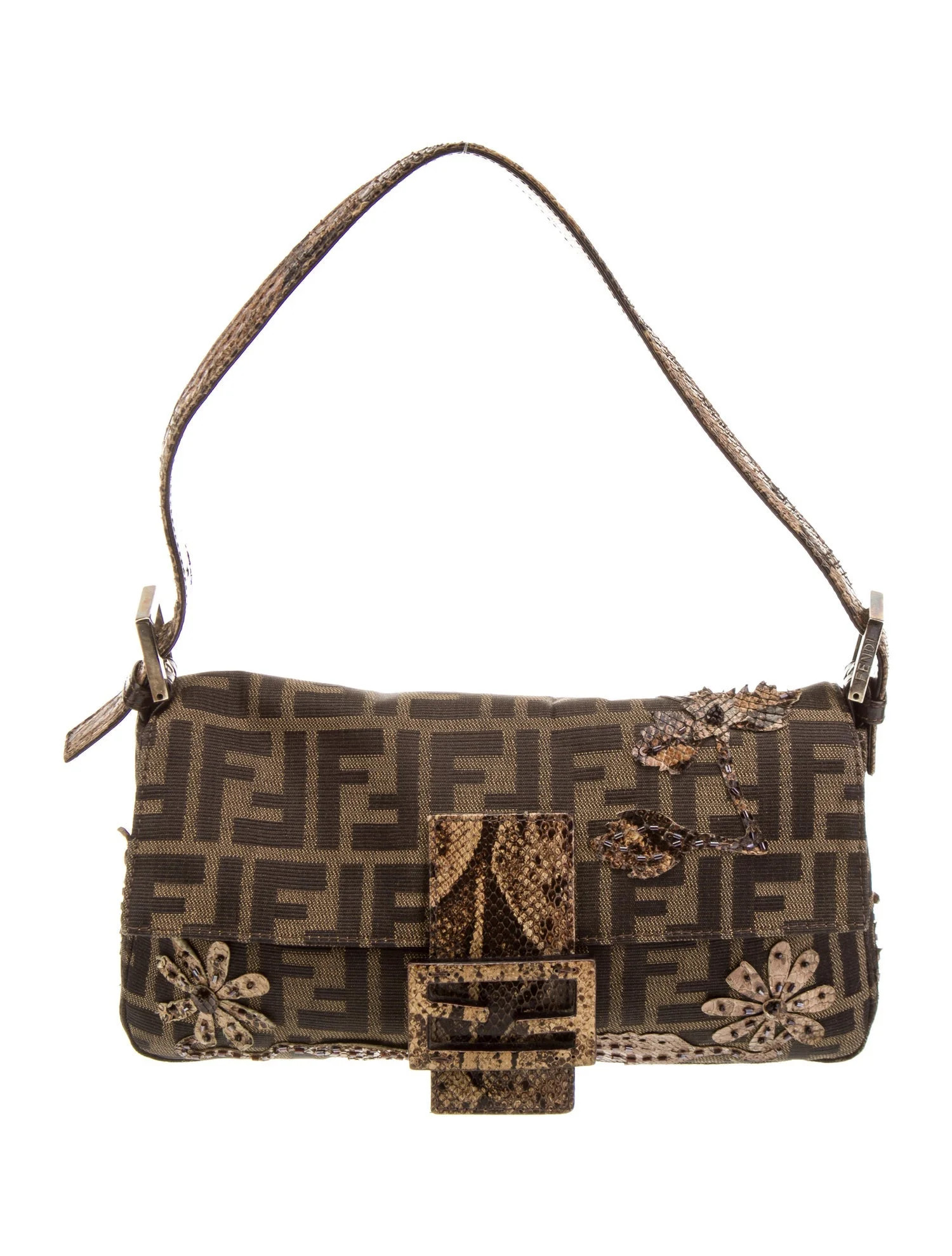 Snakeskin-Trimmed Beaded Zucca Baguette | The RealReal