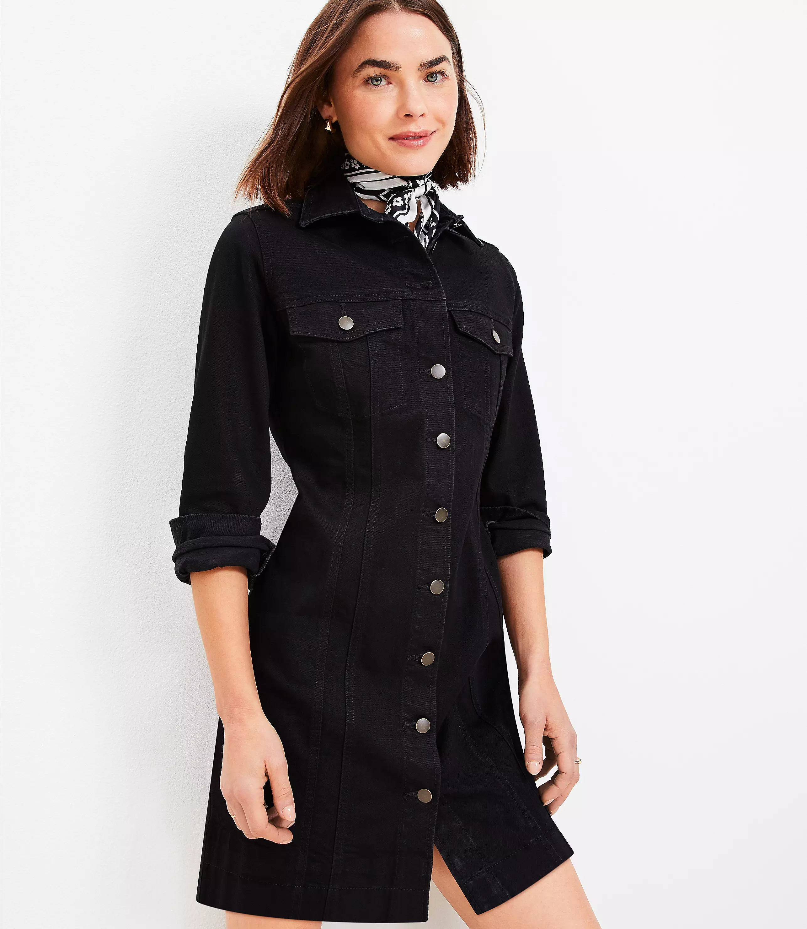 Seamed Denim Mini Pocket Dress | LOFT