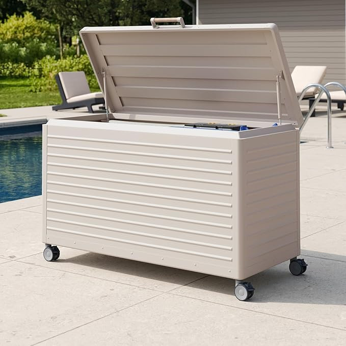 MIRADOR 134 Gallon Outdoor Storage Box with Wheels & Soft-Close Lid, Waterproof Metal Deck Box fo... | Amazon (US)
