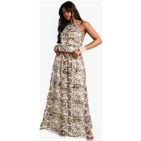 Womens Leopard Print Ruffle Woven Maxi Skirt - Multi - 12, Multi | Boohoo.com (UK & IE)