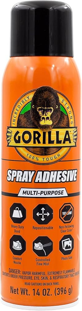Gorilla Heavy Duty Spray Adhesive, Clear Glue, 14 Ounce (Pack of 1) - All Purpose with Comfort No... | Amazon (US)
