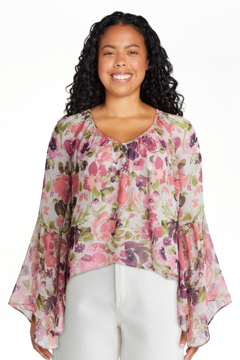 Scoop Women's and Women's Plus Flowy Asymmetrical Sheer Top, Sizes XS-4X | Walmart (US)
