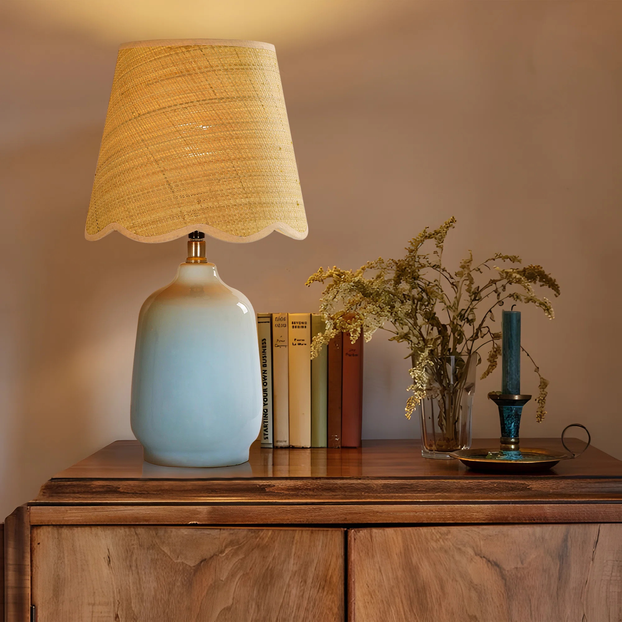 Ceramic Table Lamp with Scallop Shade | Wayfair North America