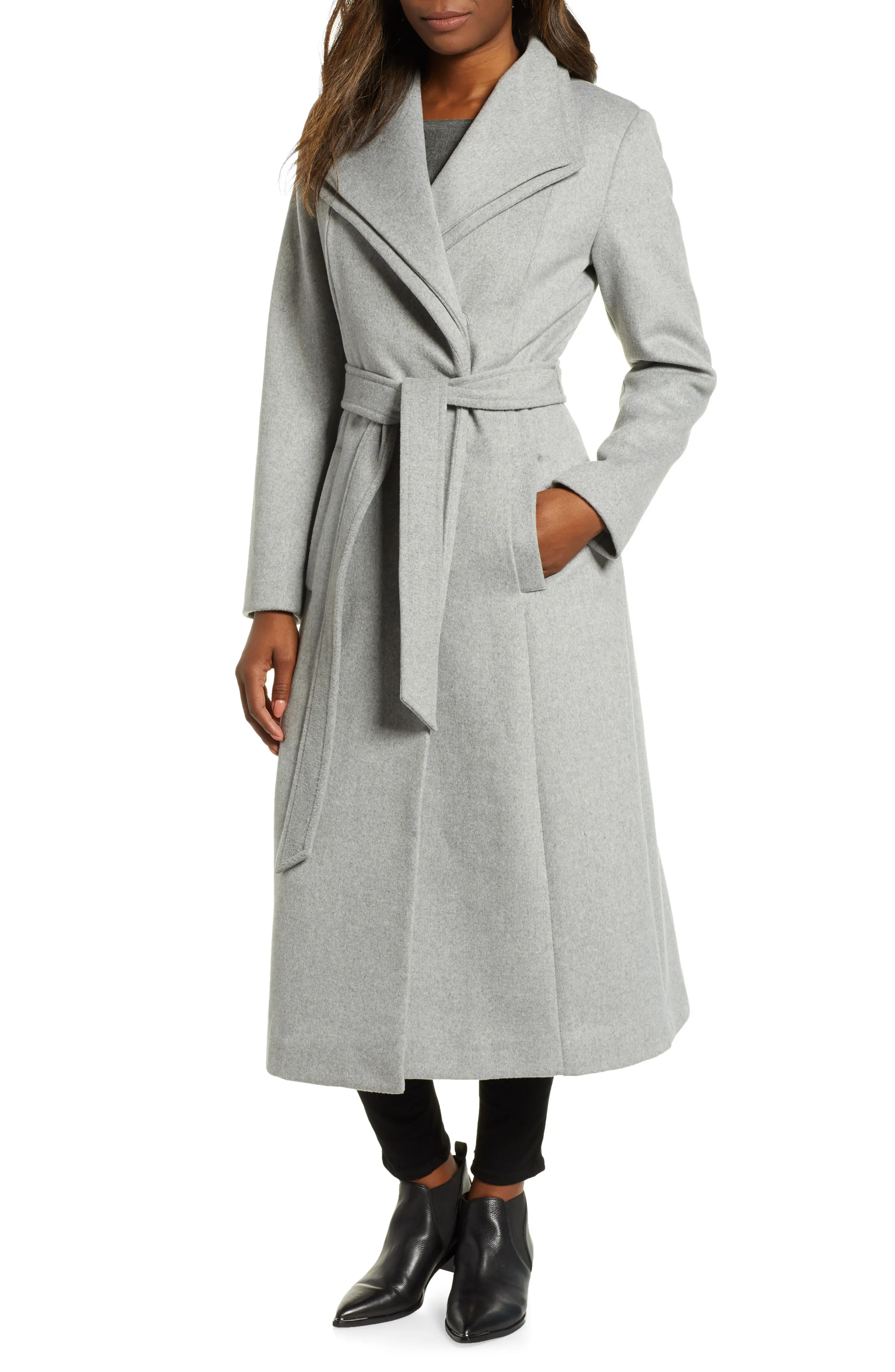 Kenneth Cole New York Double Lapel Wool Blend Wrap Coat | Nordstrom