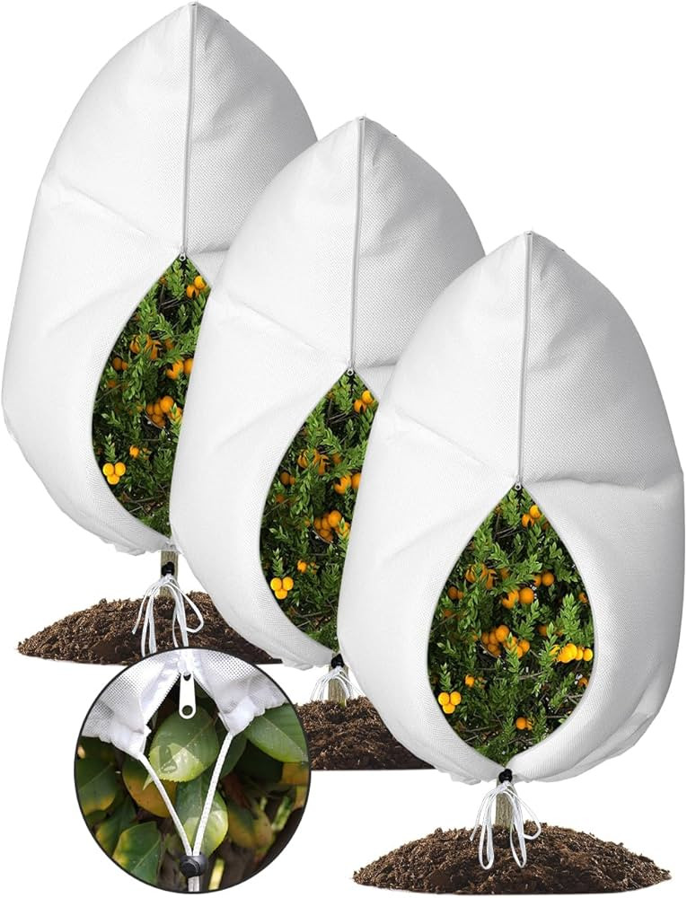 3 Packs Plant Covers Freeze Protection, 47" x 71" 2.8oz/yd² Heavy Duty Winter Cold Weather Frost... | Amazon (US)