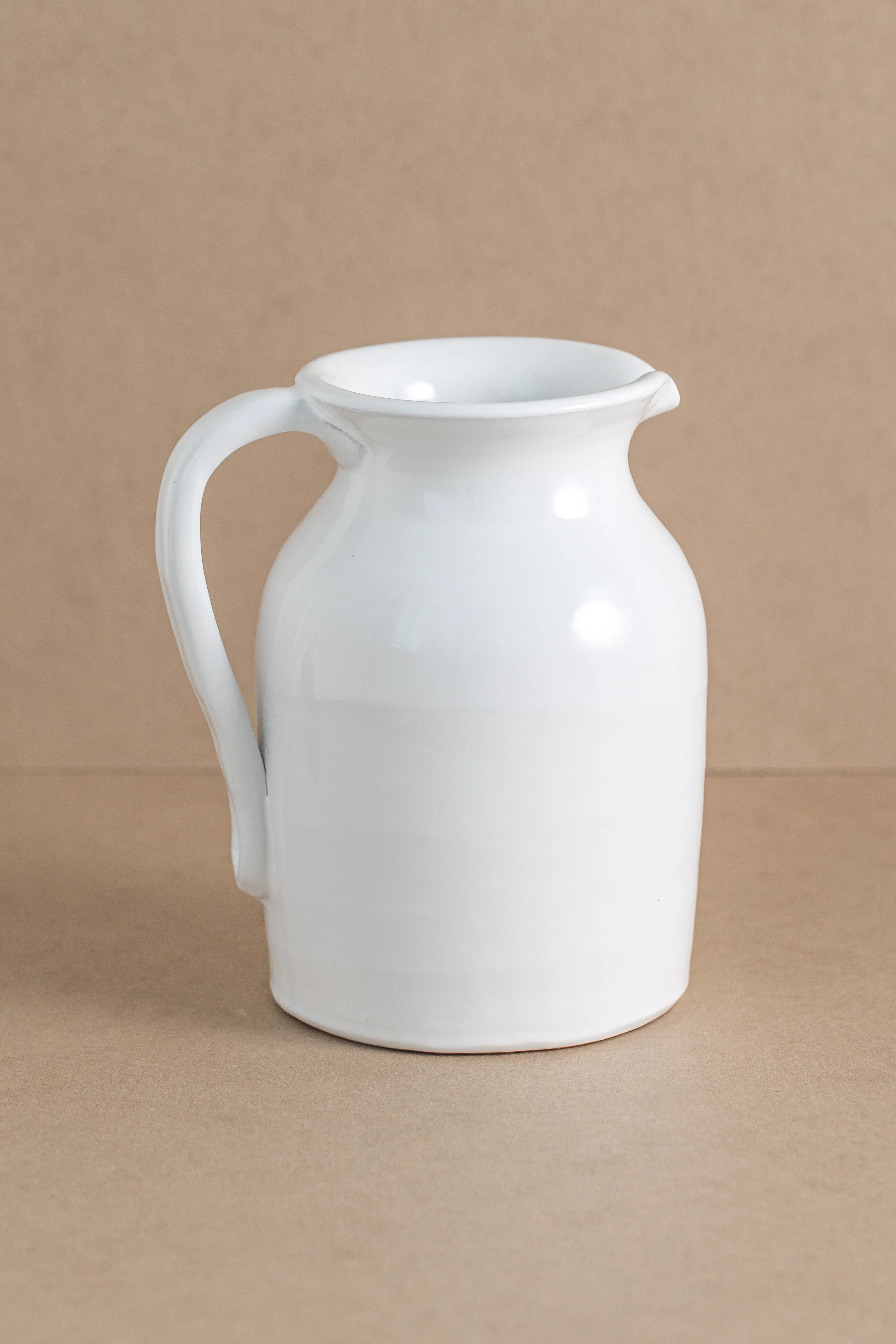 White Glazed Terracota Pitcher | Eco Chic Home