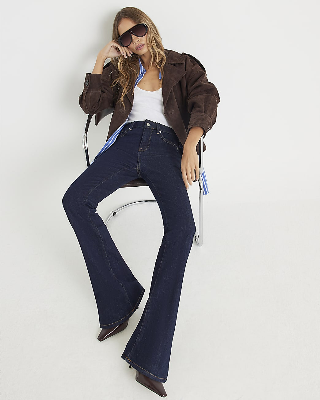 Blue Denim Mid Rise Bootcut Jeans | River Island UK & IE