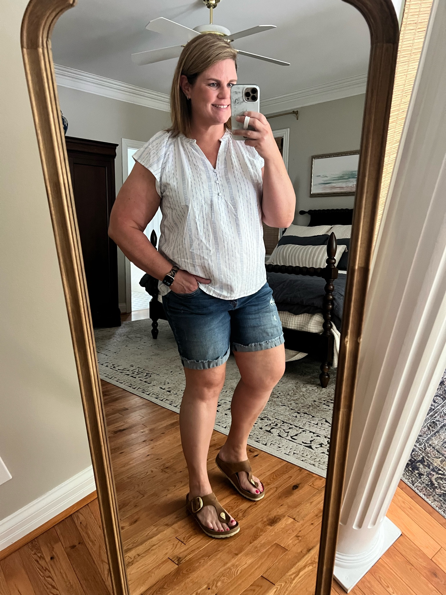 This adorable white with blue stripes shirt is only $14!! Perfect for being patriotic this weekend and all summer long! It fits true to size and I’m in an XL. 

#LTKmidsize #LTKover40 #LTKSeasonal