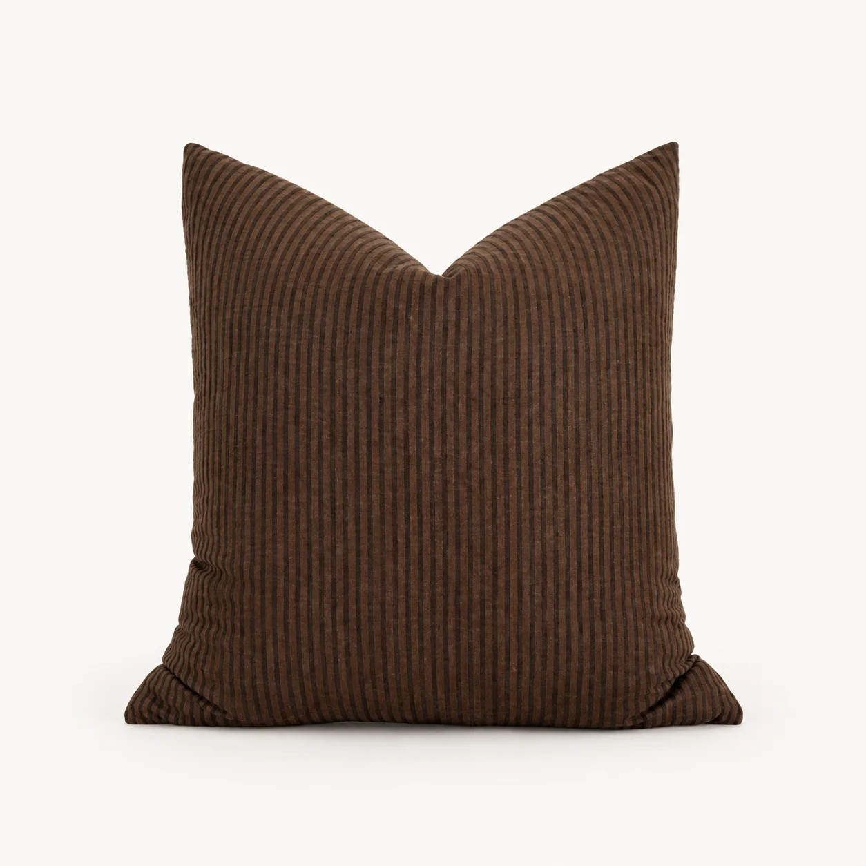 Fox Stripe Pillow Cover | Woven Walnut Linen | Danielle Oakey Interiors INC