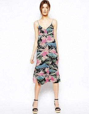 ASOS Strappy Shift Dress In Tropical Leaf Print | ASOS US