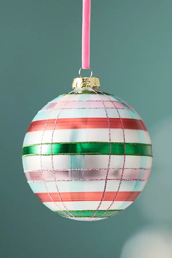 Plaid Ball Glass Ornament | Anthropologie (US)