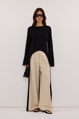 DAPHNE BLACK KNIT CAPE TOP | DISSH