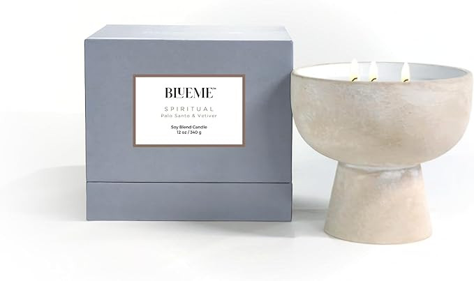 Blueme Spiritual Candle | Palo Santo & Vetiver | 3 Wick - Refillable Wellness Candle with Essenti... | Amazon (US)