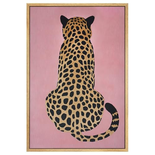 Pink Leopard Canvas Wall Art Preppy Animals Pictures Funky Leopard Painting Aesthetic Mid-Century Modern Cheetah Print Girly Animal Artwork Boho Cheetah Wall Art Decor Living Room 16x24inch No Frame | Amazon (US)