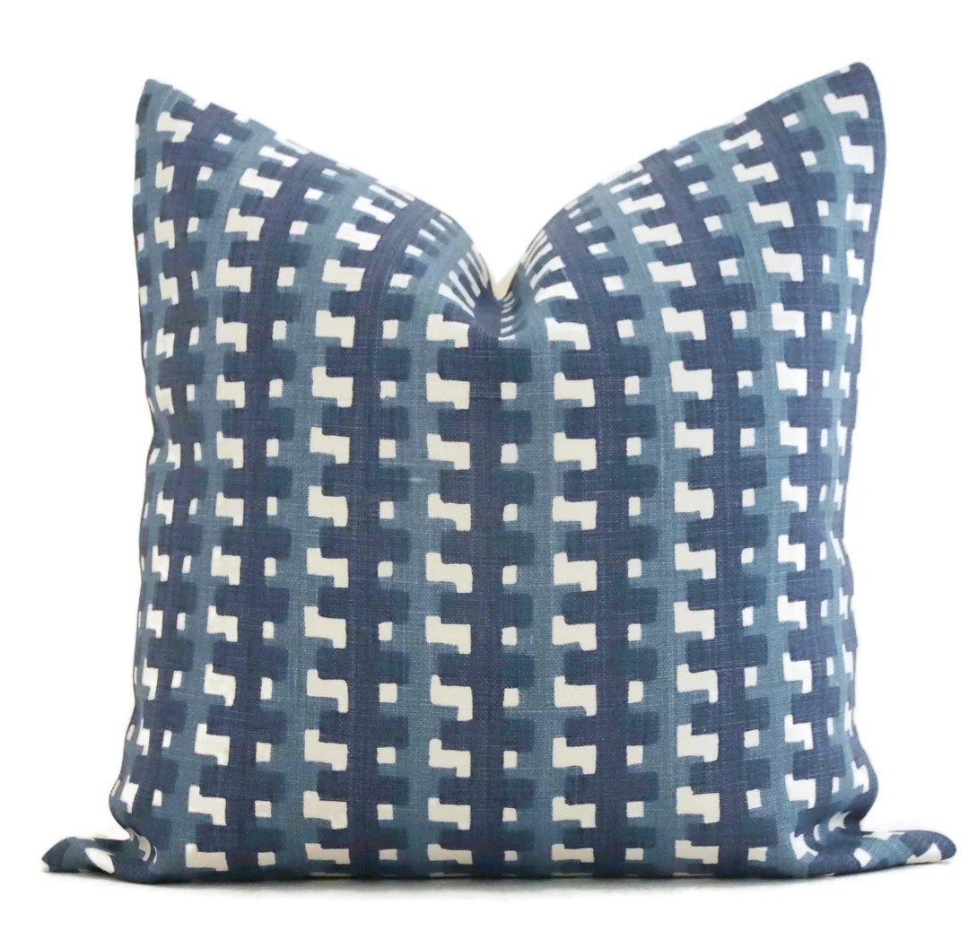 Christopher Farr Denim Blue Cremaillere Decorative Pillow Covers 18x18, 20x20 or 22x22, 24x24, 26... | Etsy (US)