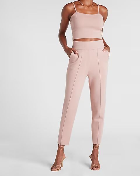 High Waisted Seamed Sweater Carrot Ankle Pant | Express