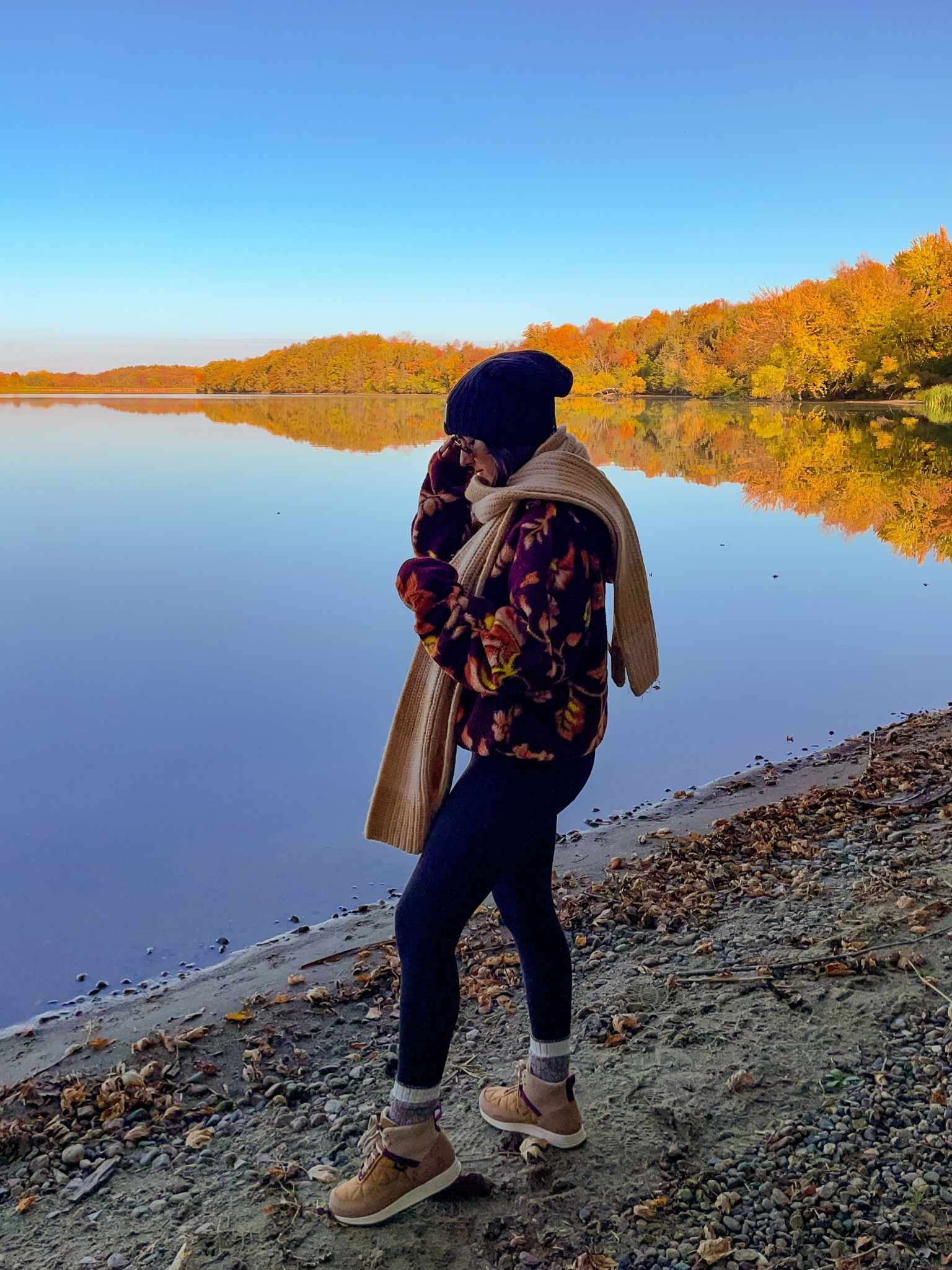 Comfy fall layers with blanket scarf - leggings on sale! Mens s fleece, m shirt leggings, sneaker boots are tts 

#waterproofboots #leggings #falloutfits 

#LTKSeasonal #LTKsalealert #LTKshoecrush