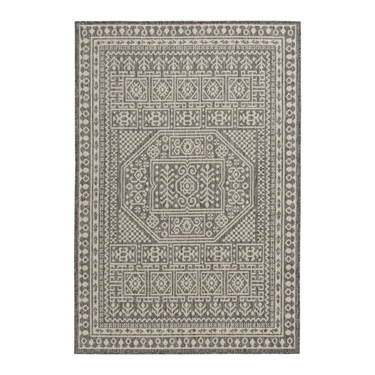 Mainstays 6'x9' Grey Medallion Outdoor Area Rug | Walmart (US)